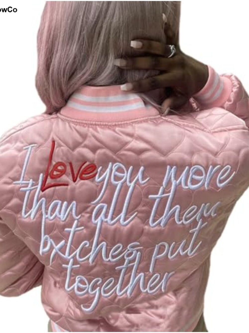 Women's Cropped Quilted Bomber Jacket Vintage Casual Varsity Embroidered Coat